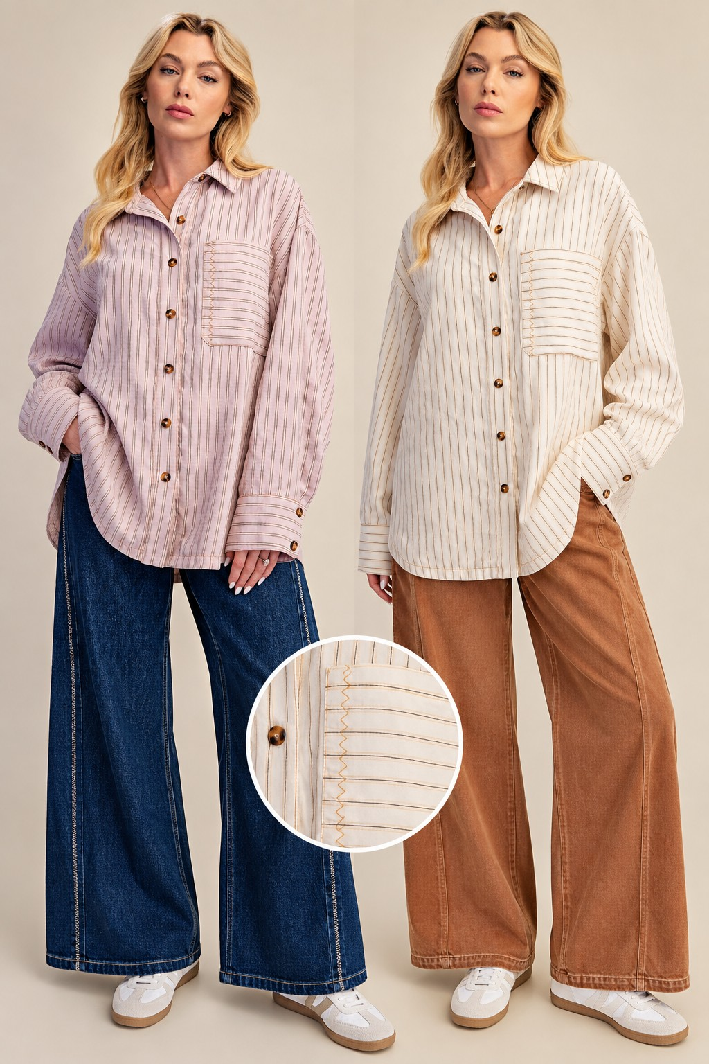 Easy Street Striped Button Down