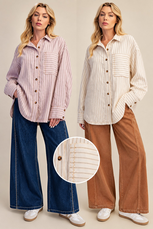 Easy Street Striped Button Down