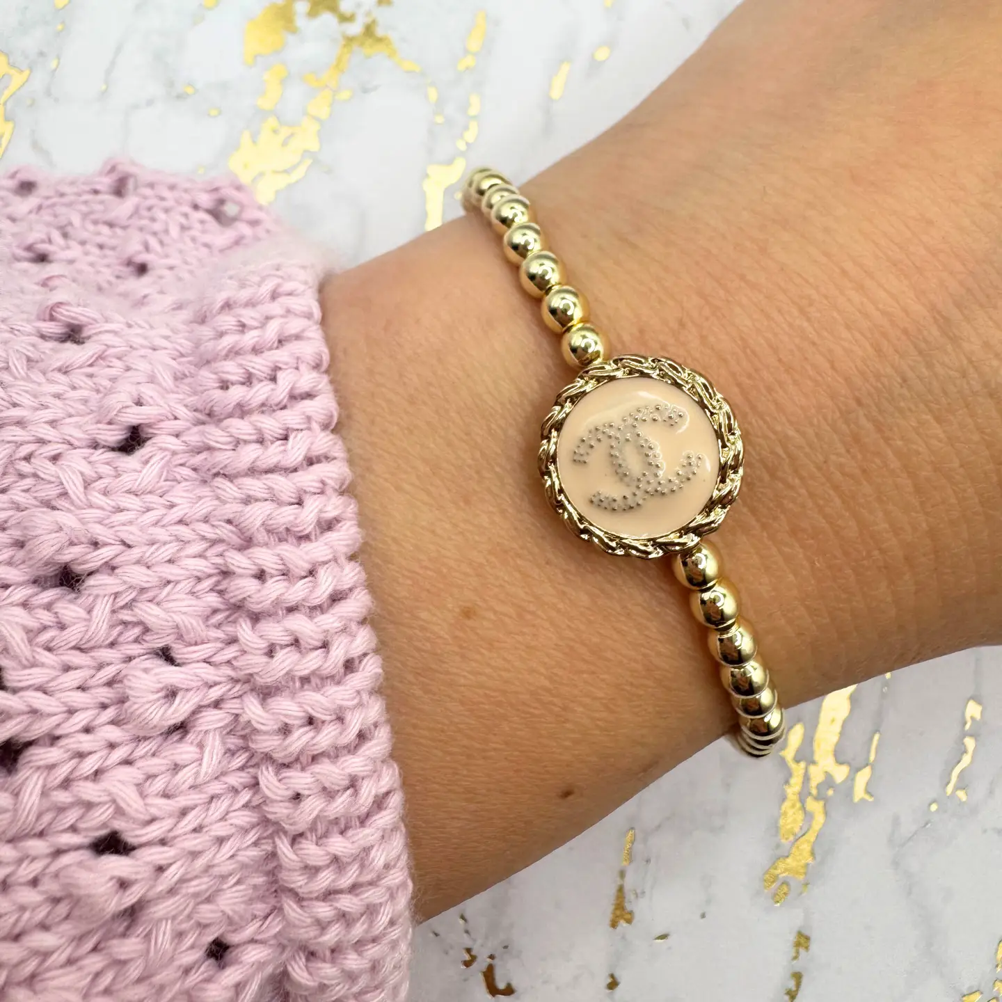 Vintage Chanel Gold Beaded Bracelet
