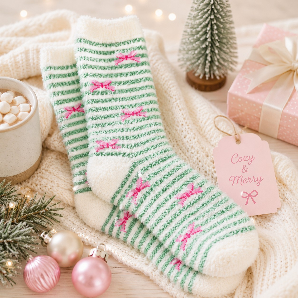 Cozy Crew Holiday Bow Socks | World's Softest Socks