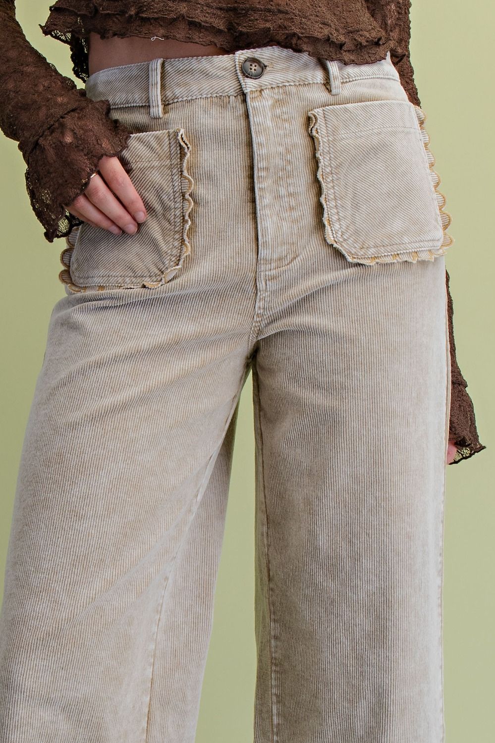 Corduroy Ruffle Pocket Pants