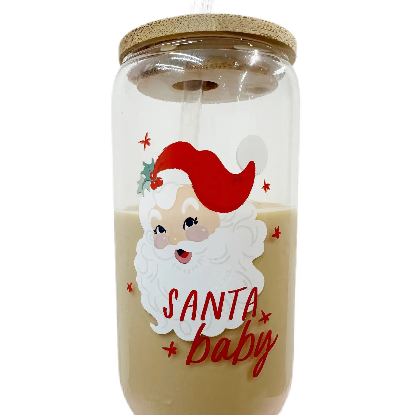Holly Jolly Santa Latte Glass