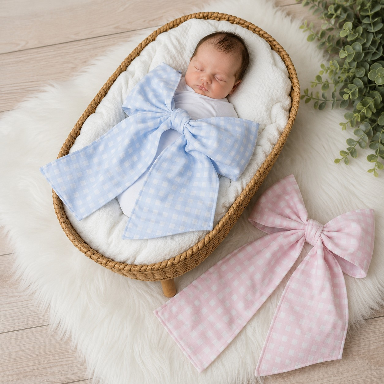 Newborn Swaddle Bow Sash | Monogram Me | Pink & Blue