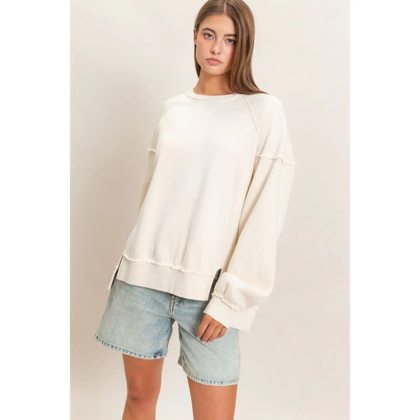 Oatmeal Raw Edge Sweatshirt
