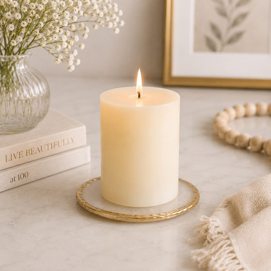 4" Patria Ivory Pillar Candle