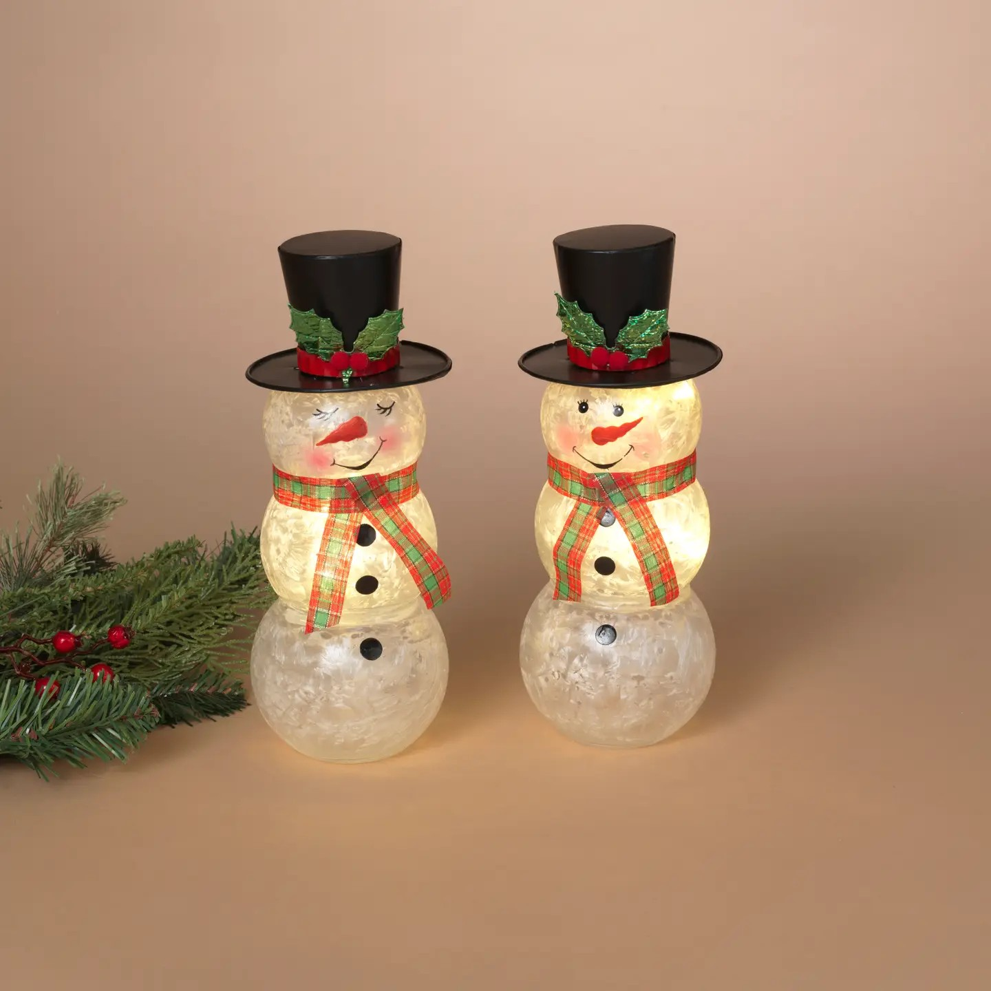 Christmas 10"H Frosted Glass Christmas Snowman Light
