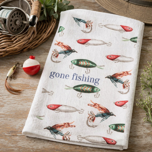 Gone Fishing Cotton Hand Towel