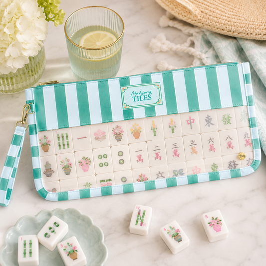 Sicily Stripes Teal Mahjong Tile Keeper