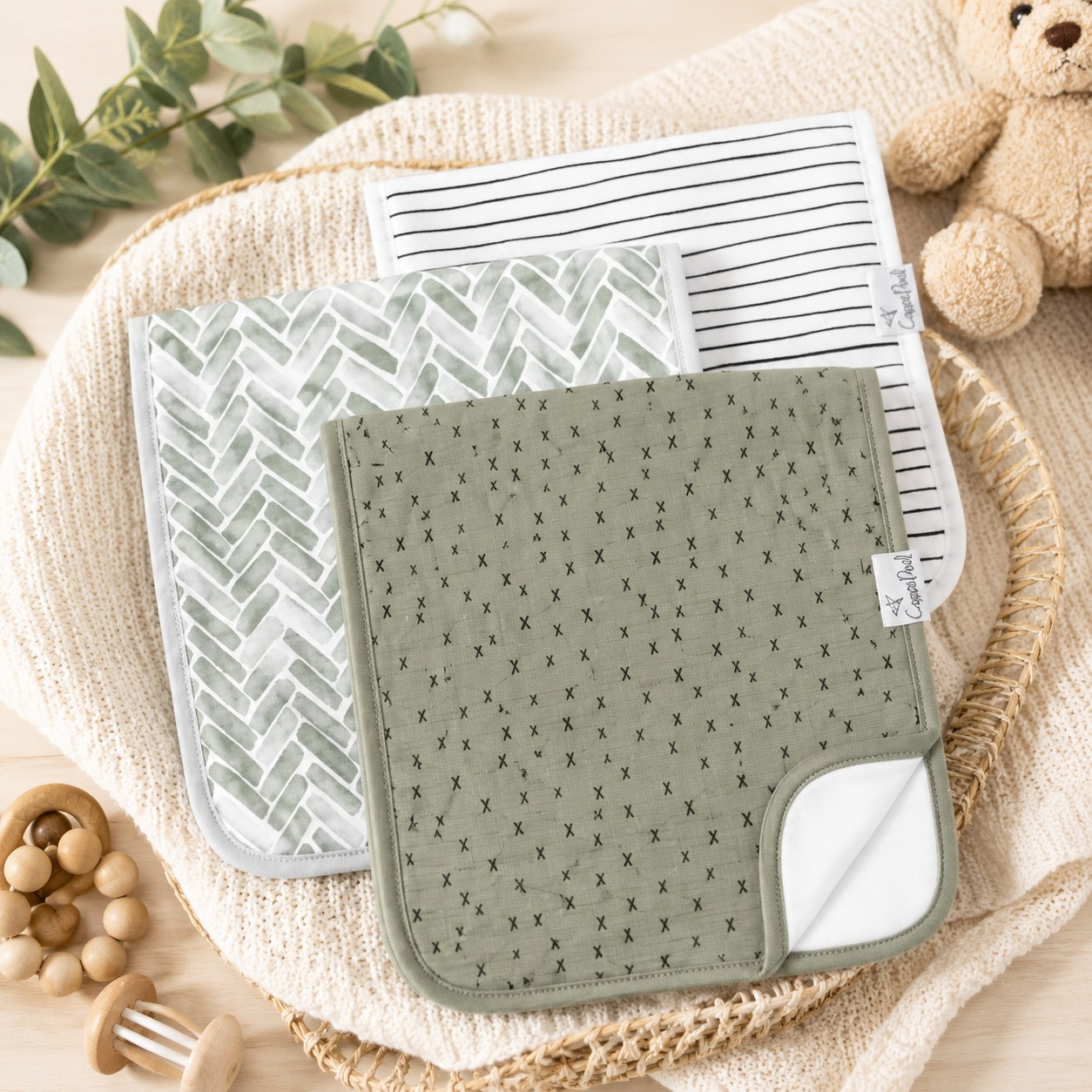 3 Pack Burp Cloth | Alta | Copper Pearl