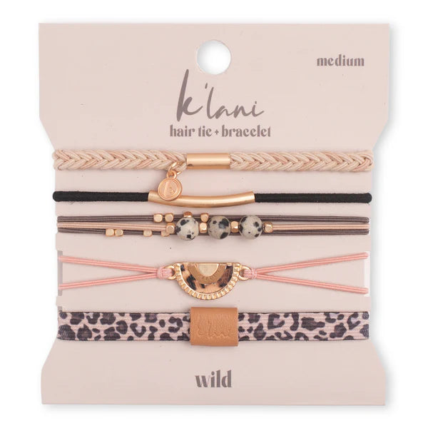 "Wild" Animal Print with Pink Accent Hair Tie Bracelets