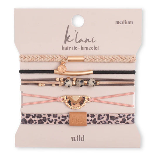 "Wild" Animal Print with Pink Accent Hair Tie Bracelets