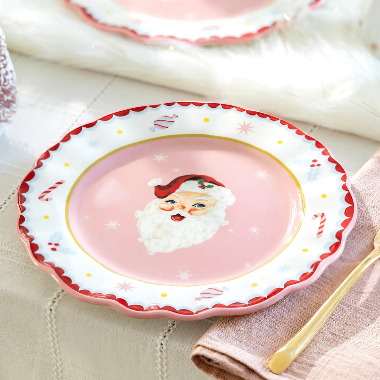 Pink Santa Desert Plate