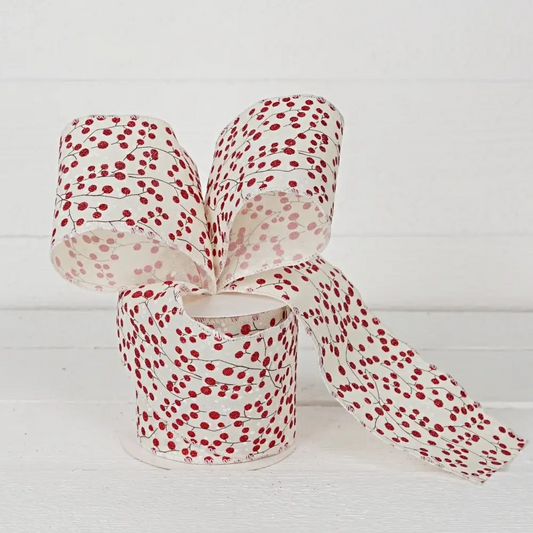 Red Berries Ribbon | Cream