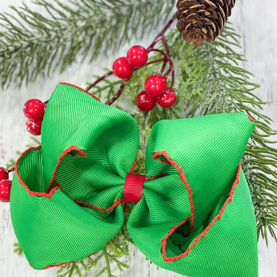 Emerald Green Moonstitch Hair Bow