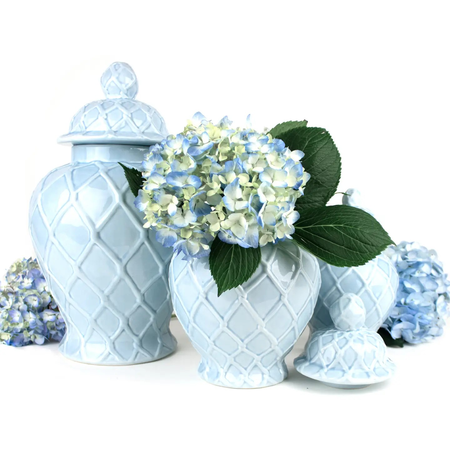 Light Blue Textured Ginger Jar