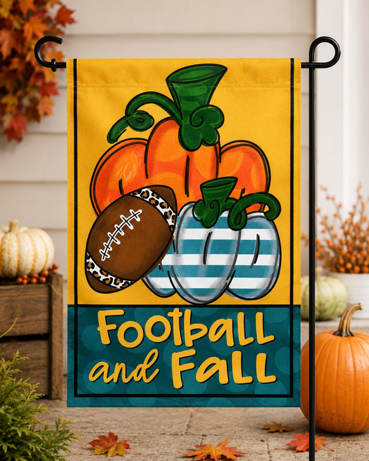 Football and Fall Garden Flag